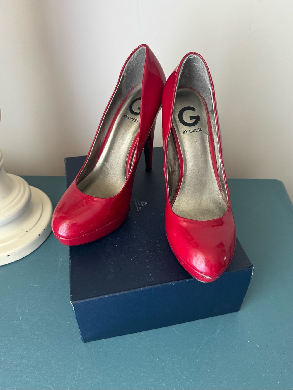 G by Guess Shiny Red Pointed Toe Stiletto Pumps